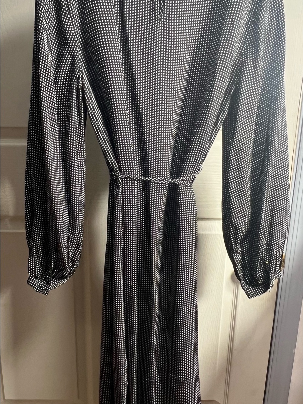 J. Crew Black and White Polka Dot Long Sleeve Midi Dress - Picture 4 of 5